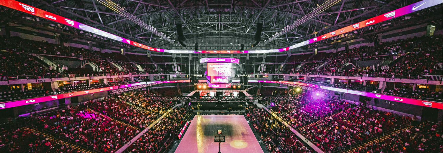 Packed stadium at basketball game