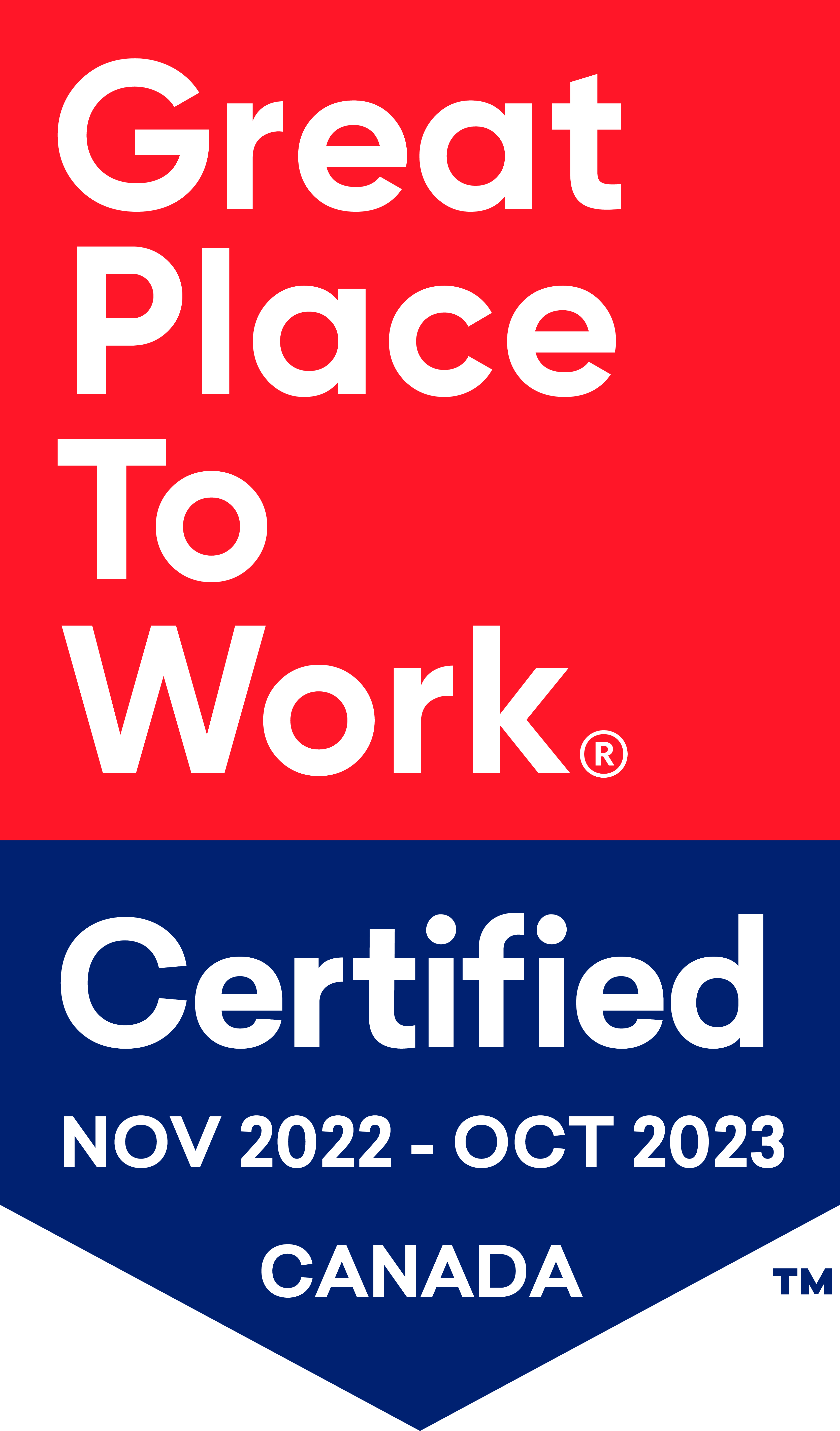 Certification badge for great places to work November 2022
