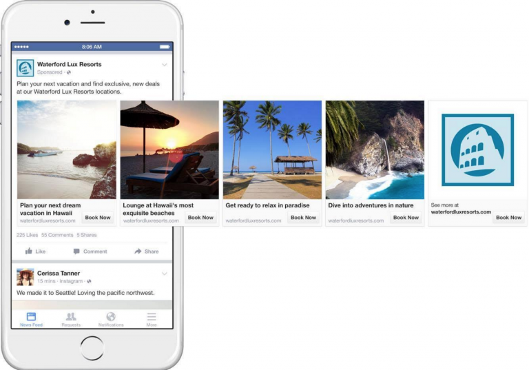 Facebook Trip Consideration example