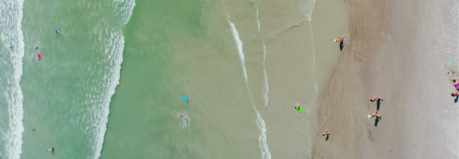 Ariel shot of beach and water