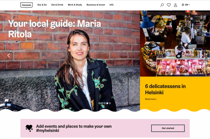 Helsinki website screenshot - "Your local guide: Maria Ritola"