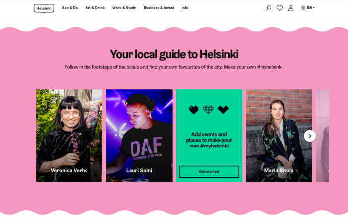 Helsinki website screenshot "Your local guide to Helsinki"