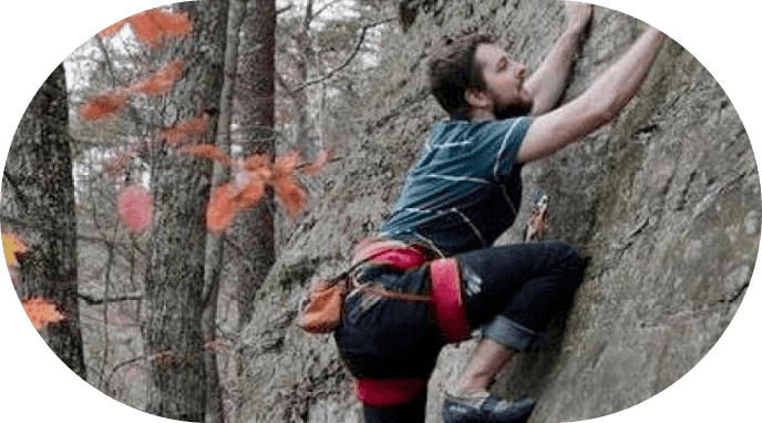 Man climbing mountain