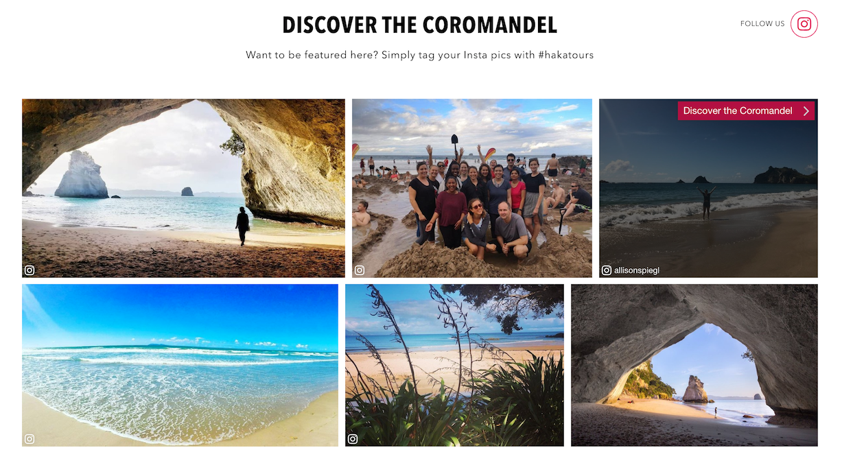 An example of an individual CrowdRiff gallery for the Coromandel region.
