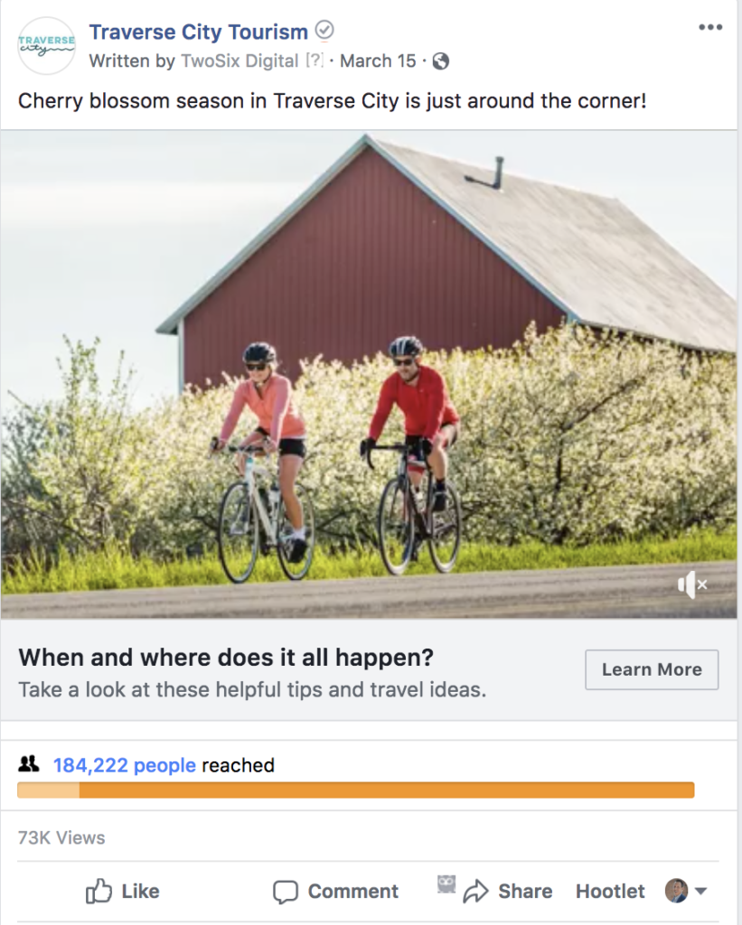 traverse city tourism facebook ad