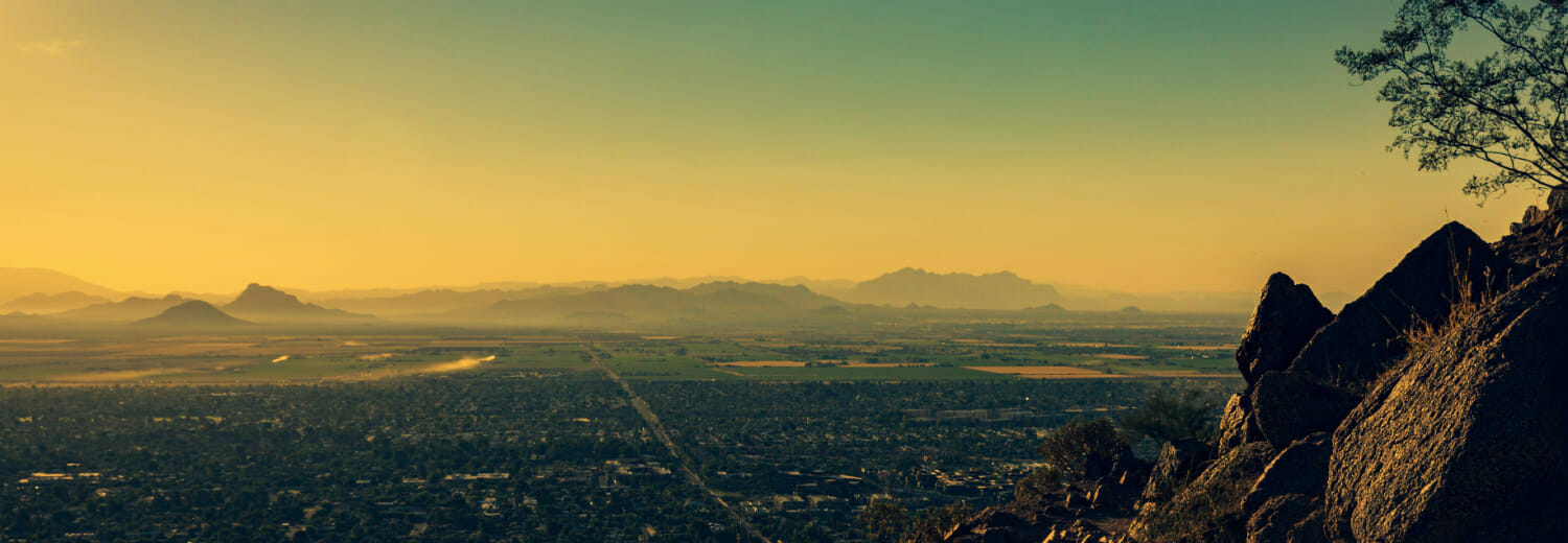 Landscape of Phoenix at sunset